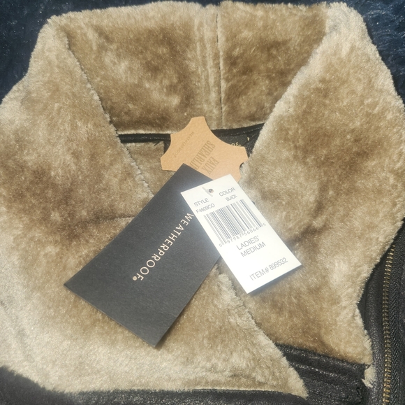 Nwt weatherproof faux shearling full zip moto style jacket size medium - Picture 7 of 9